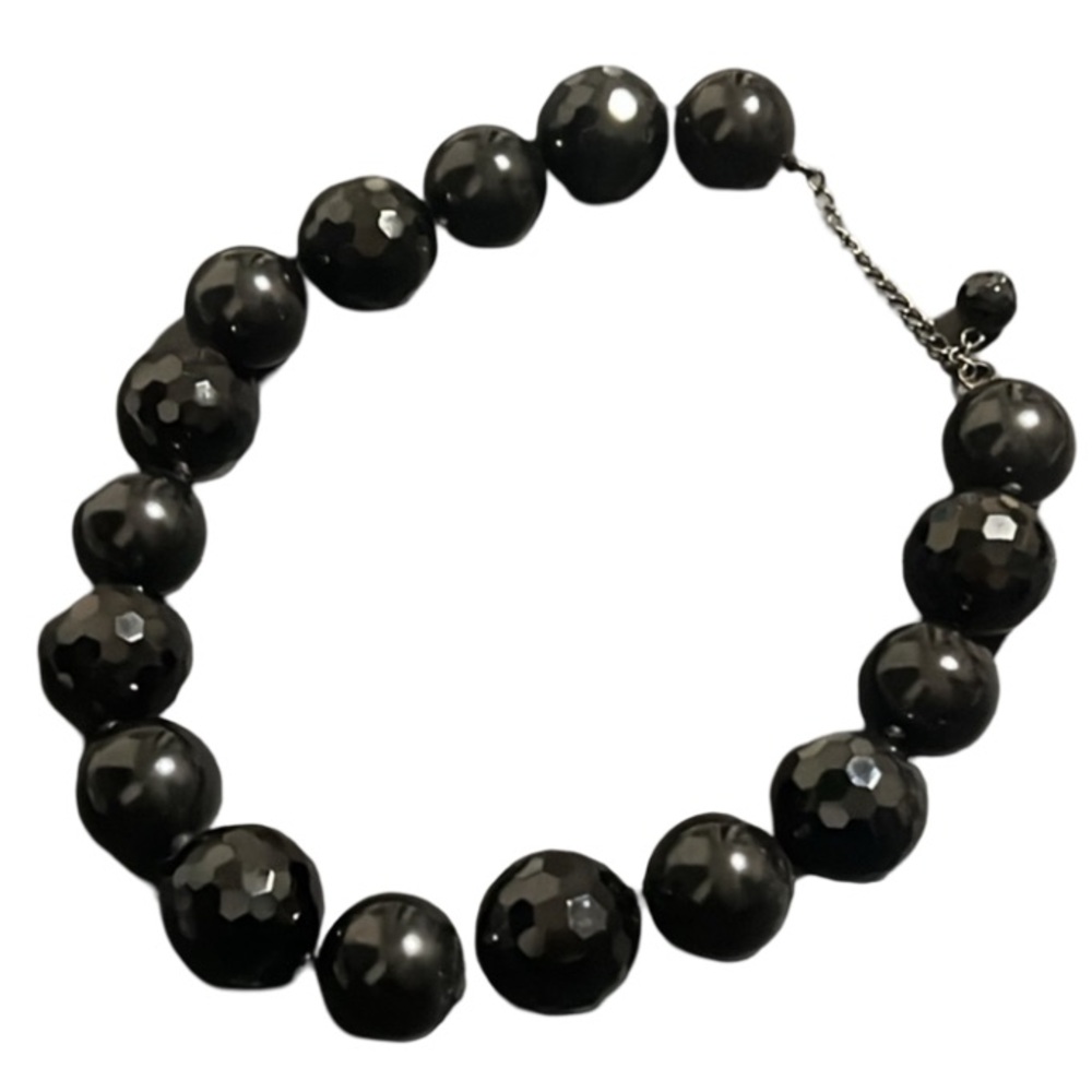 Designer Black Onyx Crystal Stone Chunky Beaded Choker Necklace